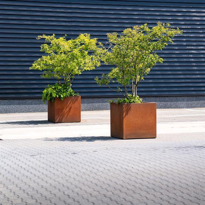 CAWL4.3 - Cortenstaal,Plantenbakken,CARREZ Met wielen,1200 x 1200 x 400 mm