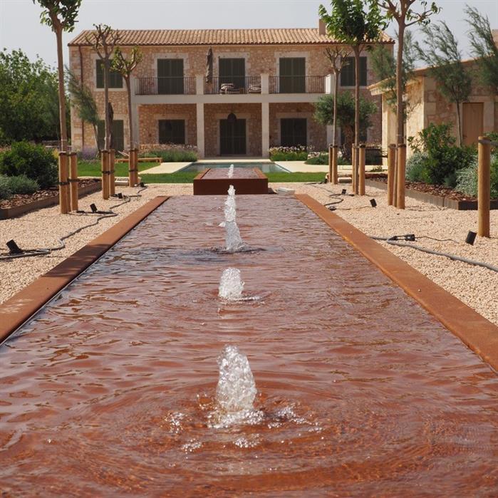 CB13 (1 fountain + LED) - Cortenstaal,Waterelementen,Watertafels standaard,800 x 800 x 400 mm