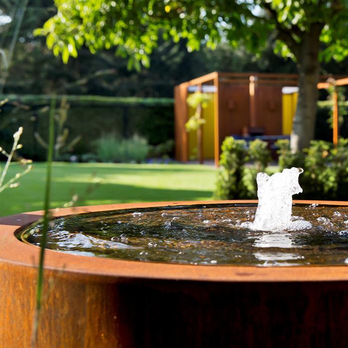 CBR2 (1 fountain + LED) - Cortenstaal,Waterelementen,Watertafels rond,1200 x 750 mm