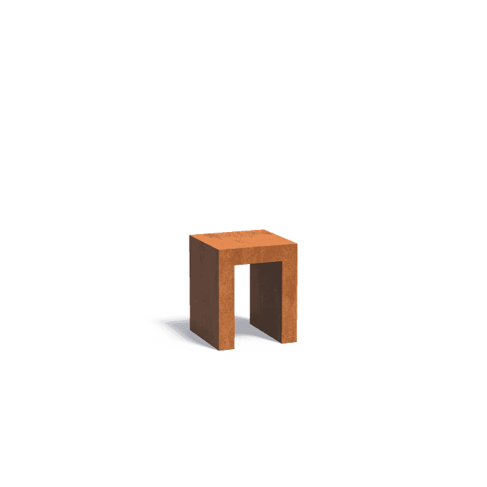 CKU4 - Cortenstahl,Sockels,U-Sockel,500 x 500 x 600 mm