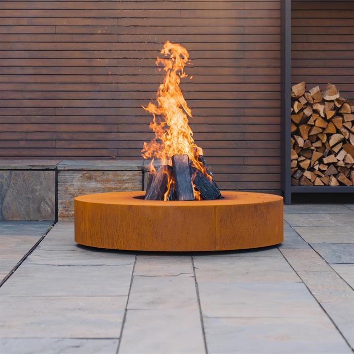 VLS1 + Grill 600 - Cortenstahl,Feuertische,RONDE,1250 x 280 mm