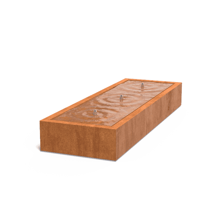 CB4 (3 fountains + LED) - Cortenstaal,Waterelementen,Watertafels standaard,3000 x 1000 x 400 mm
