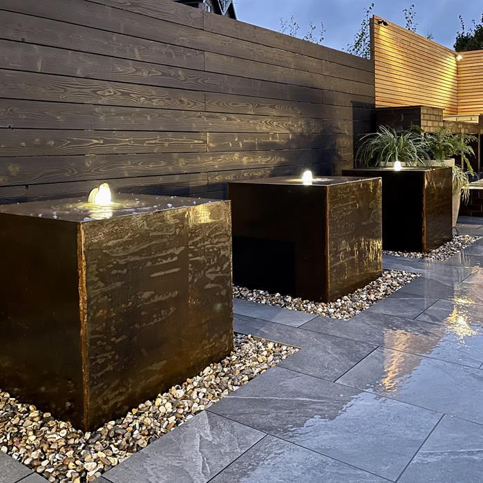CWB4 - Cortenstaal,Waterelementen,Waterblok,3000 x 700 x 700 mm
