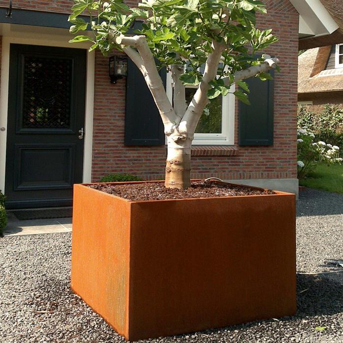 CA10.2 - Cortenstaal,Plantenbakken,CARREZ met bodem,400 x 400 x 800 mm