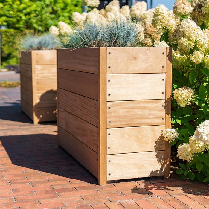HS25.3 - Hardhout,Plantenbakken,CARREZ met bodem,1000 x 400 x 435 mm