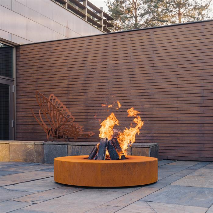 VLS1 + Grill 600 - Cortenstahl,Feuertische,RONDE,1250 x 280 mm