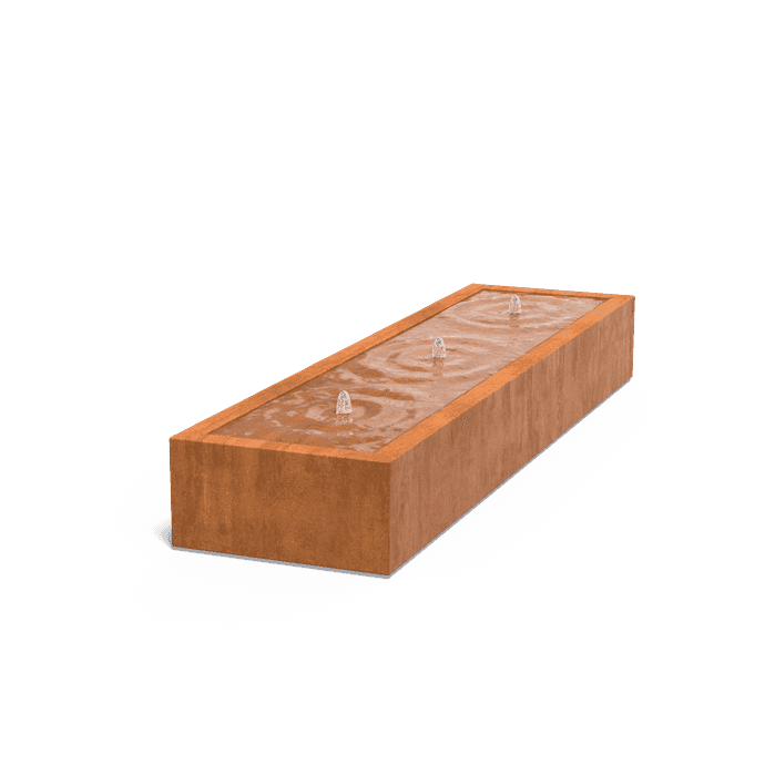 CB4.1 (3 fountains + LED) - Corten steel,Water features,Water tables standard,3000 x 800 x 400 mm