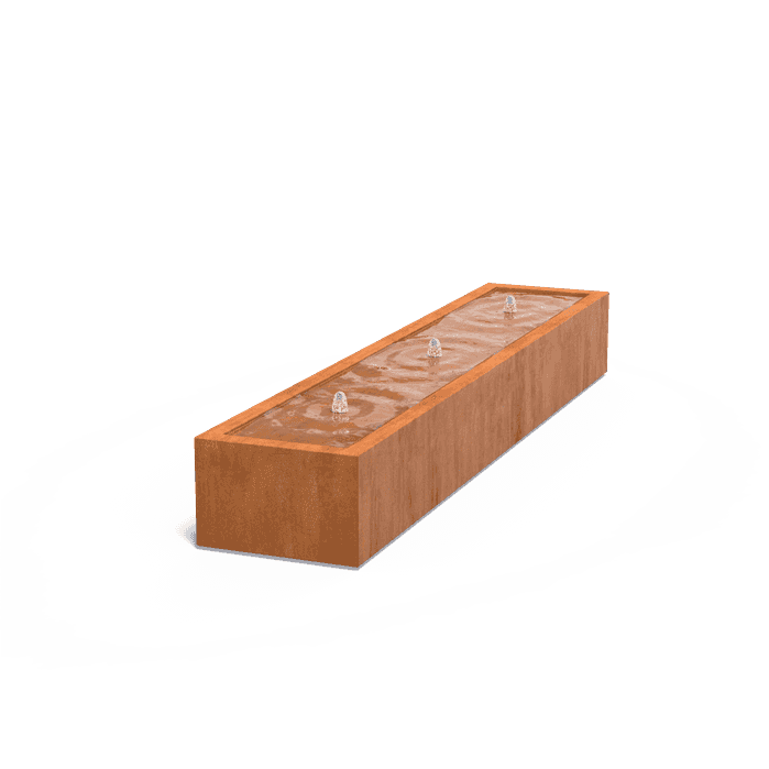 CB4.2 (3 fountains + LED) - Cortenstaal,Waterelementen,Watertafels standaard,3000 x 600 x 400 mm
