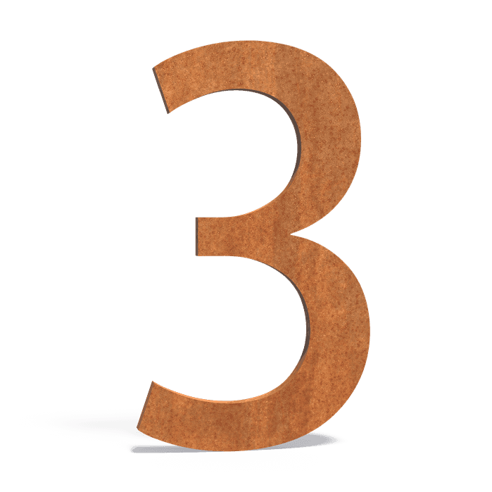 3 Corten - Cortenstaal,Accessoires,Huisnummers,79 x 5 x 120 mm