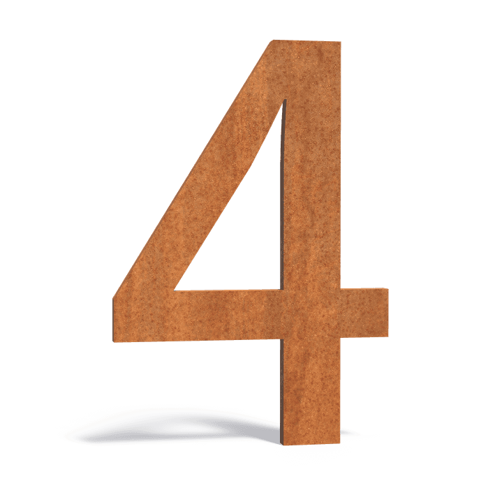 4 Corten - Cortenstaal,Accessoires,Huisnummers,84 x 5 x 120 mm