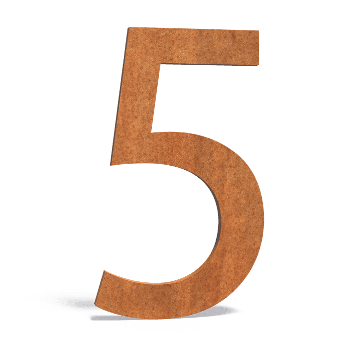 5 Corten - Cortenstaal,Accessoires,Huisnummers,72 x 5 x 120 mm