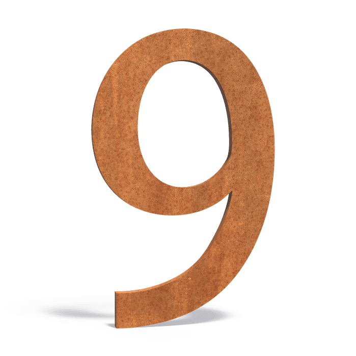 9 Corten - Cortenstaal,Accessoires,Huisnummers,71 x 5 x 120 mm