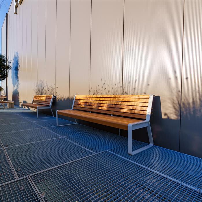 STBE.1500SB.ZnRc garapa - Acier enduit,Bancs,STORR avec dossier,1500 x 650 x 850 mm