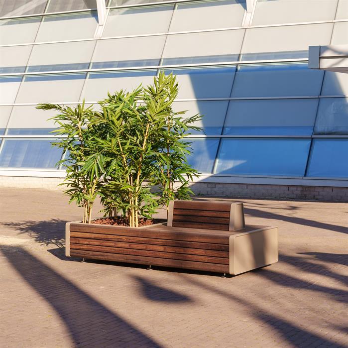STGP.2300DB.Ct.BX bamboe - Corten steel,Greenpoints,STORR with double bench,2300 x 1100 x 765 mm