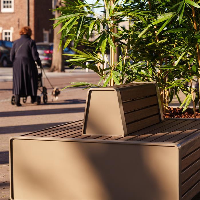 STGP.2300DB.Ct.BX bamboe - Corten steel,Greenpoints,STORR with double bench,2300 x 1100 x 765 mm