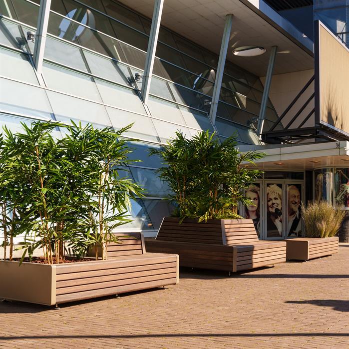 STGP.2300DB.Ct.BX bamboe - Corten steel,Greenpoints,STORR with double bench,2300 x 1100 x 765 mm