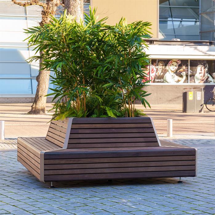 STGP.2300QB.Al.BX bamboe - Aluminium,Greenpoints,STORR z ławką narożną,2300 x 2300 x 850 mm