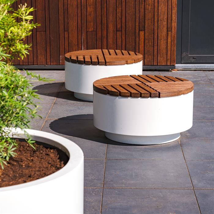 HO.R1140.Al garapa - Aluminium,Hockers,AROS round,1140 x 450 mm