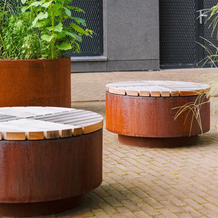 HO.R1140.Ct.BX bamboe - Stal kortenowska,Hockers,AROS około,1150 x 450 mm