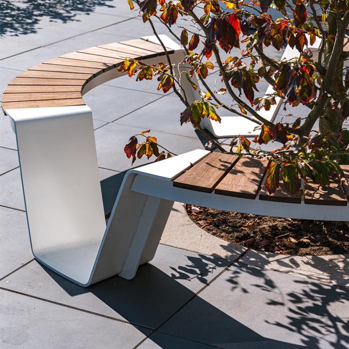 DUBE.R2300S.ZnRc garapa - Coated steel,Benches,DUNC round,2300 x 2300 x 450 mm