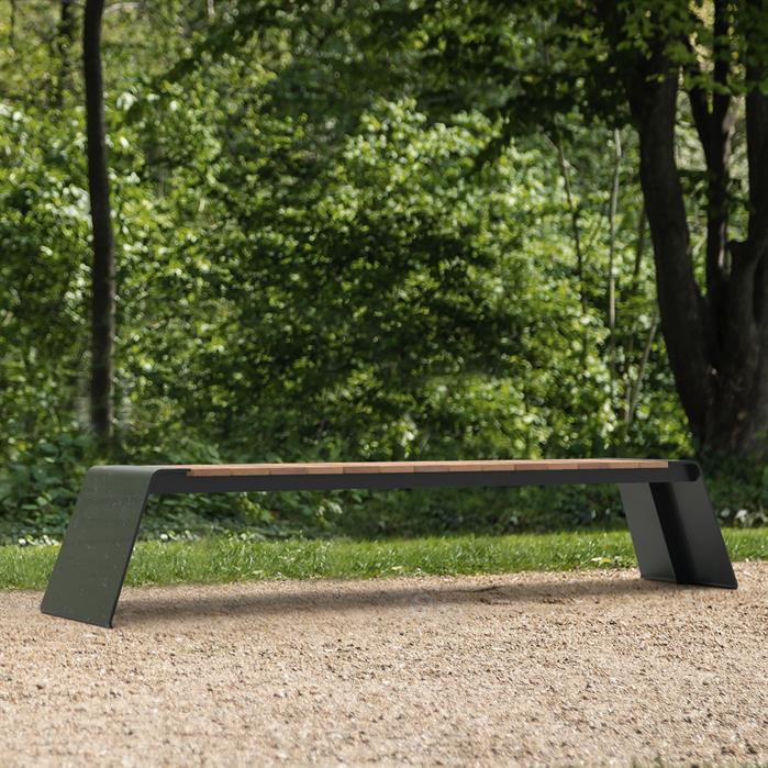 DUBE.2300S.ZnRc.BX bamboe - Coated steel,Benches,DUNC without backrest,2300 x 450 x 450 mm
