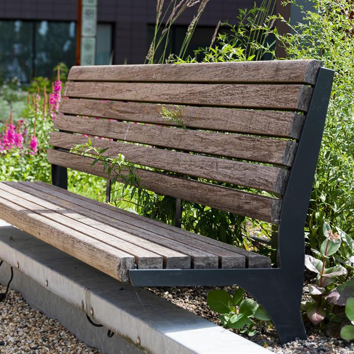 GRBE.500SB.ZnRc.BX bamboe - Coated steel,Benches,GRO  with backrest,500 x 625 x 1040 mm