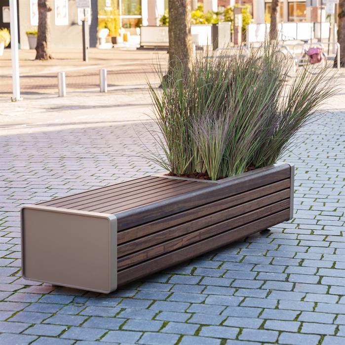 STGP.2300S.Al garapa - Aluminium,Greenpoints,STORR met enkele bank,2300 x 600 x 440 mm