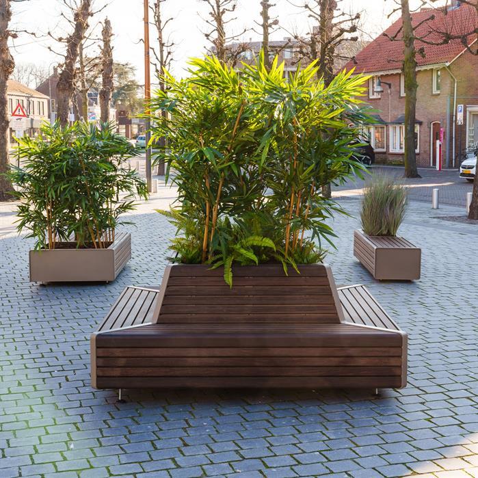 STGP.2300S.Al garapa - Aluminium,Greenpoints,STORR met enkele bank,2300 x 600 x 440 mm