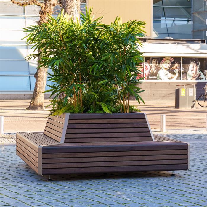 STGP.2300QB.Al garapa - Aluminium,Greenpoints,STORR with corner bench,2300 x 2300 x 850 mm