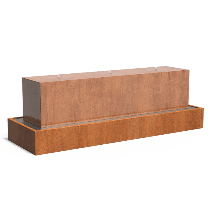 CWB4 - Cortenstaal,Waterelementen,Waterblok,3000 x 700 x 700 mm