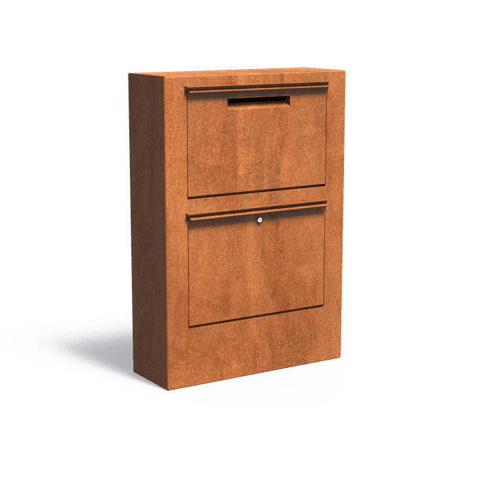 PPS1.2 - Acier corten,Boites aux lettres sur pied,PACA,870 x 300 x 1250 mm
