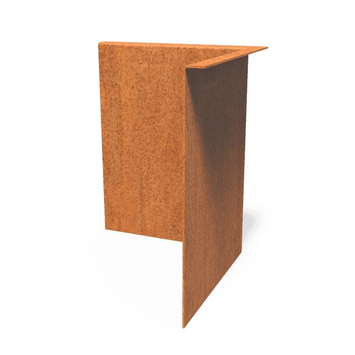 CZ3.390BI - Cortenstaal,Kantopsluitingen,Kantopsluiting hoek gezette bovenrand,300 x 300 x 390 mm