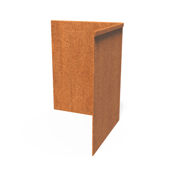 CP3.390BI - Cortenstaal,Kantopsluitingen,Kantopsluiting hoek geplette bovenrand,300 x 300 x 390 mm