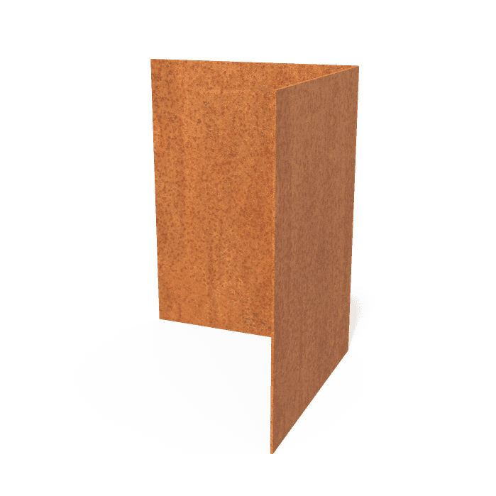 CR3.390BU - Cortenstaal,Kantopsluitingen,Kantopsluiting hoek rechte bovenrand,300 x 300 x 390 mm