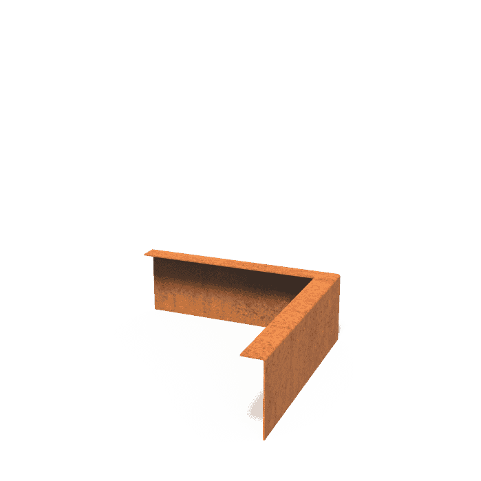 CZ2.100BU - Cortenstaal,Kantopsluitingen,Kantopsluiting hoek gezette bovenrand,300 x 300 x 100 mm