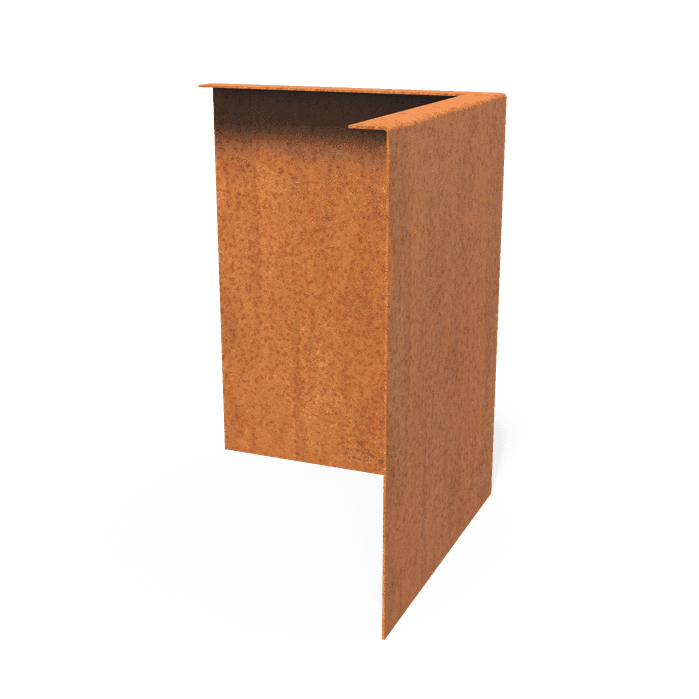 CZ2.390BU - Cortenstaal,Kantopsluitingen,Kantopsluiting hoek gezette bovenrand,300 x 300 x 390 mm