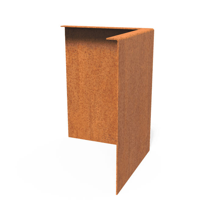 CZ3.390BU - Cortenstaal,Kantopsluitingen,Kantopsluiting hoek gezette bovenrand,300 x 300 x 390 mm