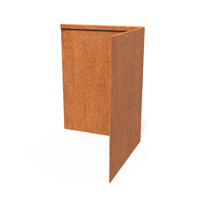 CP3.390BU - Cortenstaal,Kantopsluitingen,Kantopsluiting hoek geplette bovenrand,300 x 300 x 390 mm