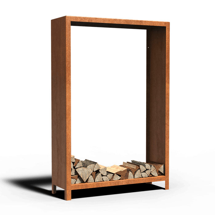 BHS1.1 - Cortenstahl,Holzlager,LOGG,1200 x 400 x 1800 mm
