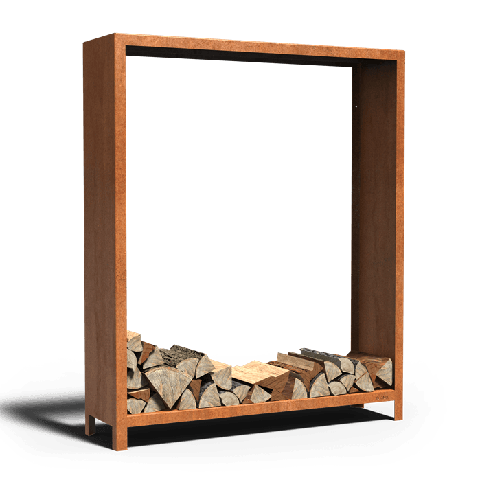 BHS1.2 - Cortenstahl,Holzlager,LOGG,1500 x 400 x 1800 mm