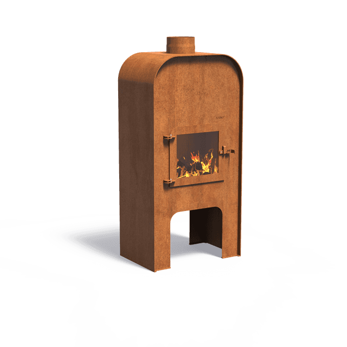 GA1D.200 + door (op=op) - Cortenstaal,Buitenhaarden,GAP,750 x 500 x 1500 mm