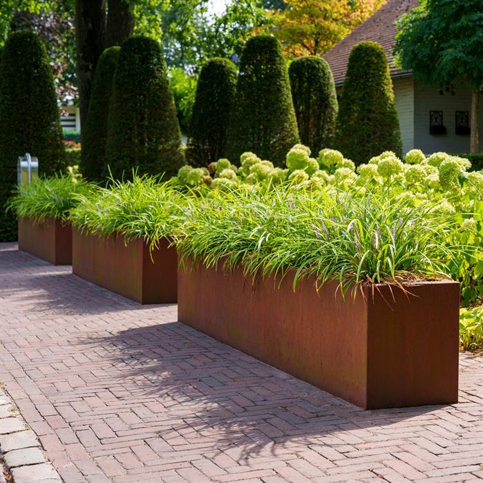 CA4.3 - Cortenstaal,Plantenbakken,CARREZ met bodem,1200 x 1200 x 400 mm