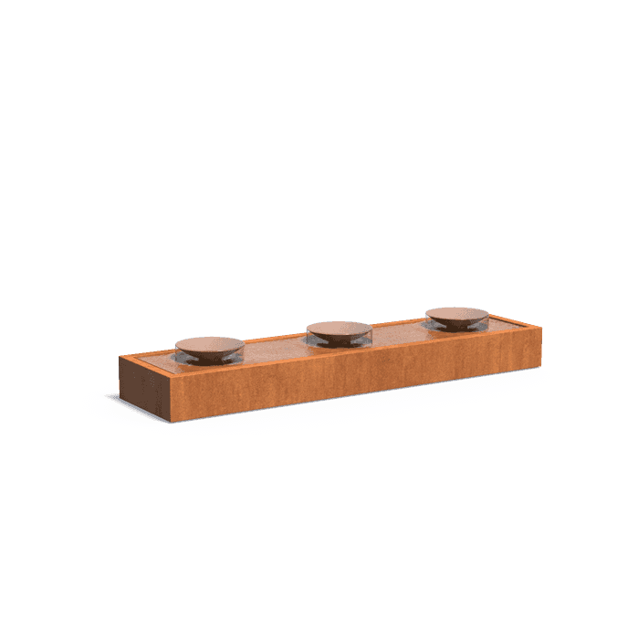 CBS3 (3 bowls) - Cortenstaal,Waterelementen,Watertafels met schalen,4000 x 1000 x 520 mm