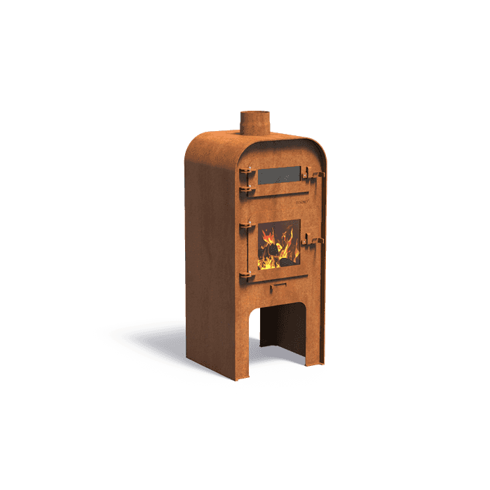 GA2DP.150 + Door + Pizzastone - Cortenstahl,Außenkamine,GAP,550 x 490 x 1200 mm