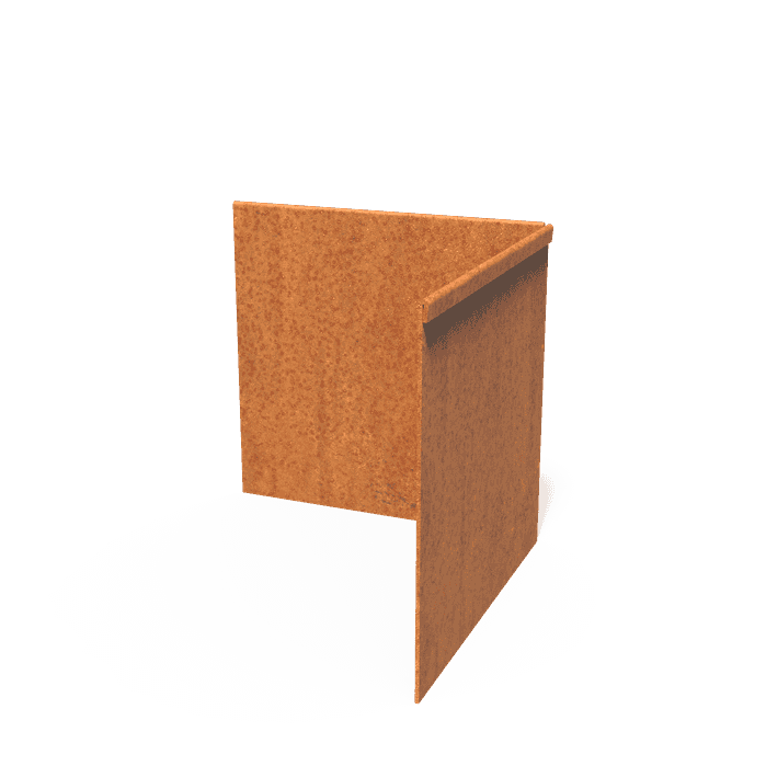 CP3.290BI - Cortenstaal,Kantopsluitingen,Kantopsluiting hoek geplette bovenrand,300 x 300 x 290 mm
