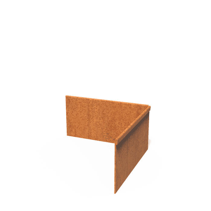 CP3.150BI - Cortenstaal,Kantopsluitingen,Kantopsluiting hoek geplette bovenrand,300 x 300 x 150 mm