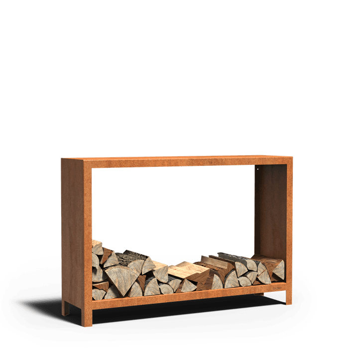 BHS4.2 - Cortenstahl,Holzlager,LOGG,1500 x 400 x 1000 mm