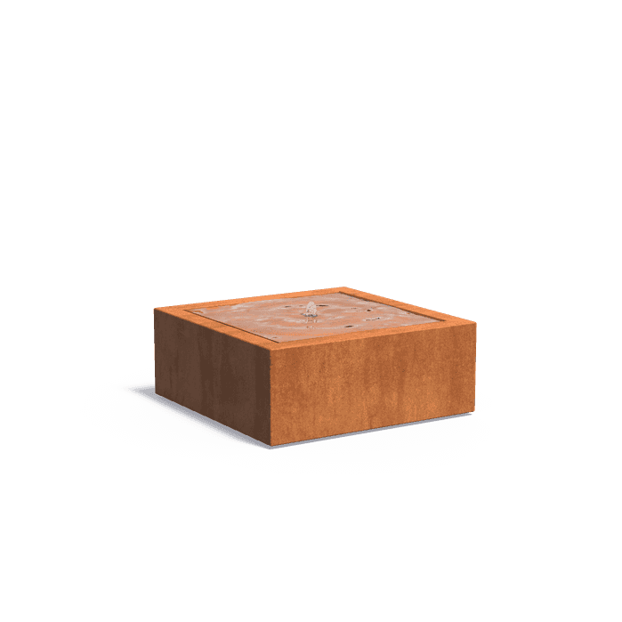 CB12 (1 fountain + LED) - Corten steel,Water features,Water tables standard,1000 x 1000 x 400 mm