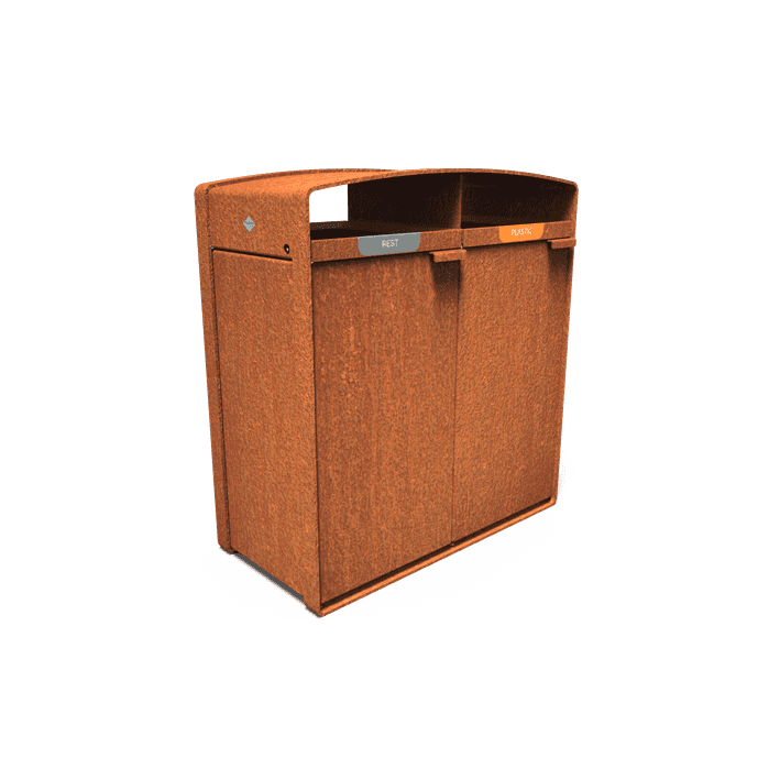STLB.100WS2.Ct - Stal kortenowska,Kosze na smieci,STORR standard,1065 x 550 x 1150 mm