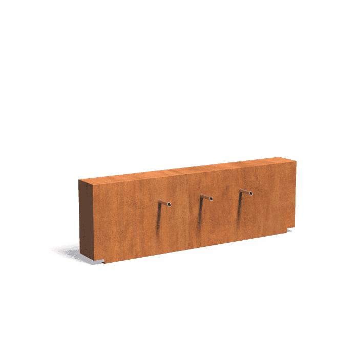 VCM1.3.3 (incl Waterfall 3 pipes + VP3 Pump) - Corten steel,Water features,Pond walls fixed,2000 x 250 x 600 mm